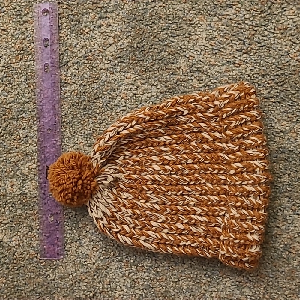 Handmade Gold and White Pompom Beanie